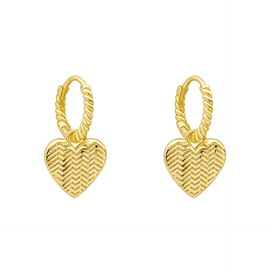Laura Ashley Picnic Basket Weave Heart Hoop Earrings