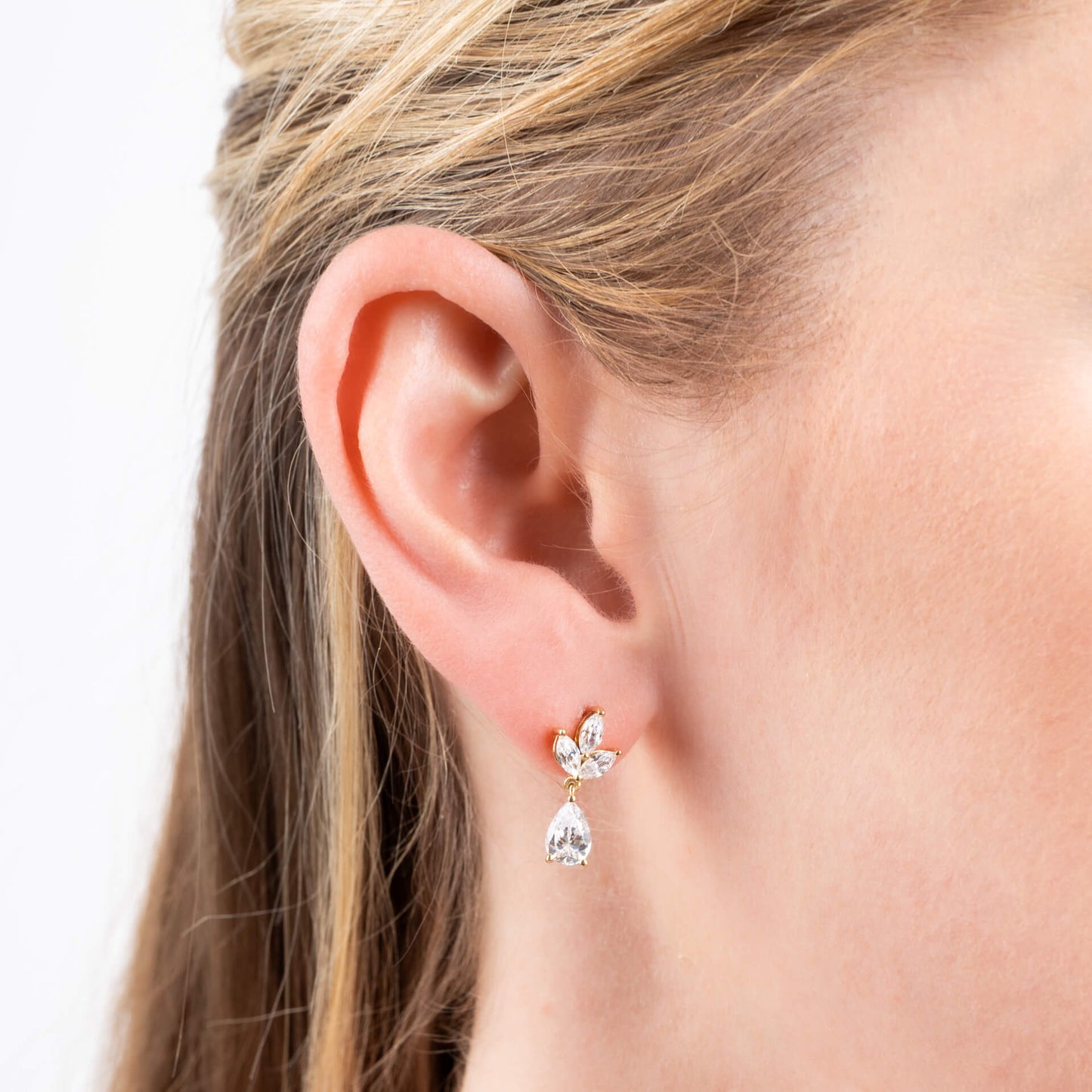 Vine Leaf Earrings with Teardrop Drop