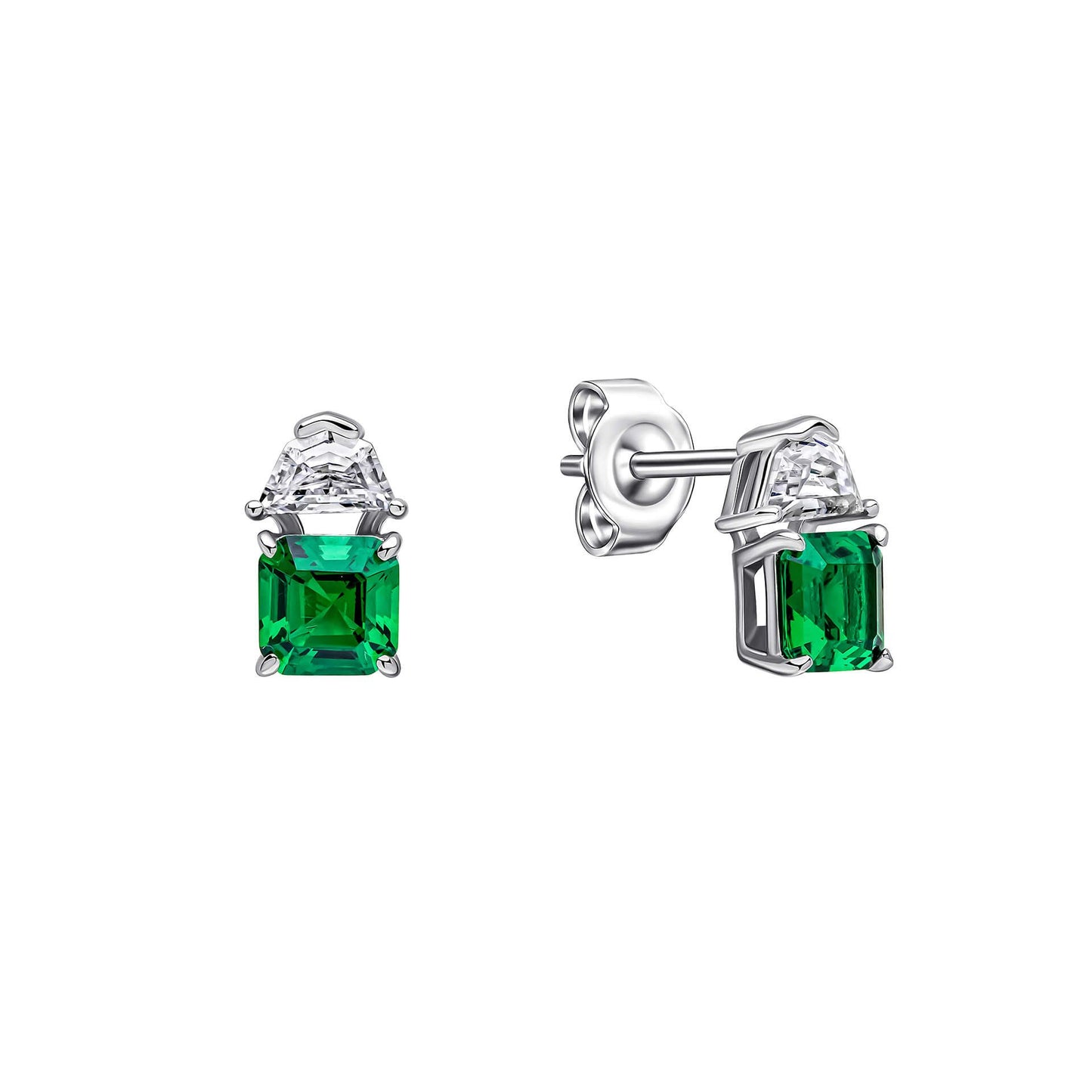 Emerald Zirconia Square Cut Earrings
