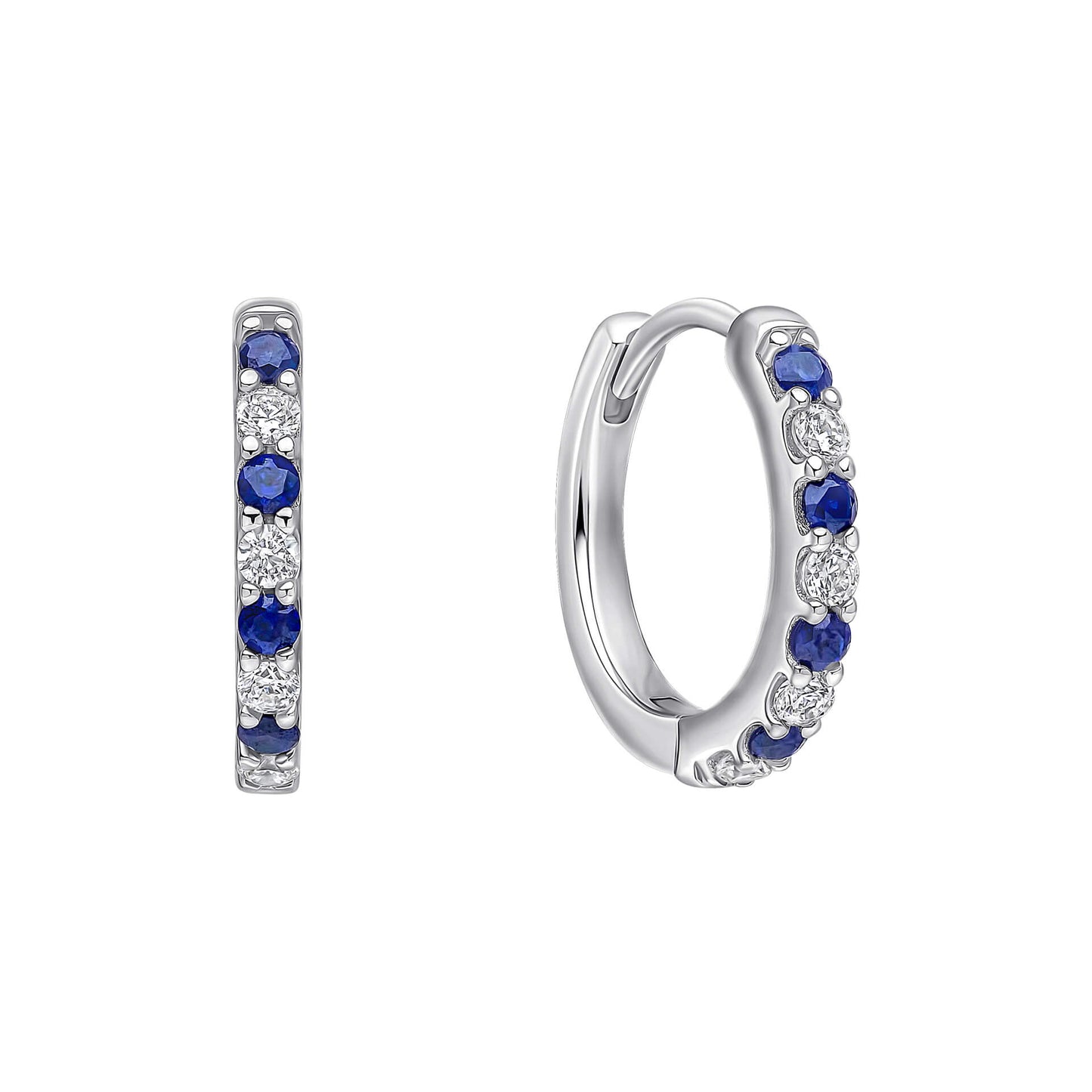 Sapphire Two Tone Zirconia Hoop Earrings