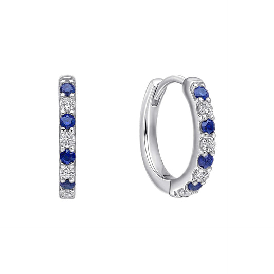 Sapphire Two Tone Zirconia Hoop Earrings