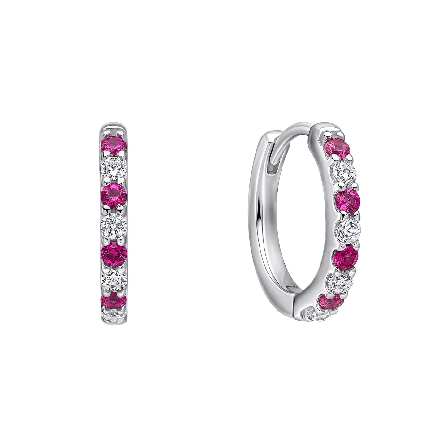 Ruby Tone Zirconia Hoop Earrings