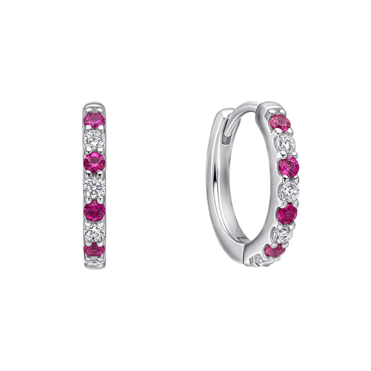 Ruby Tone Zirconia Hoop Earrings
