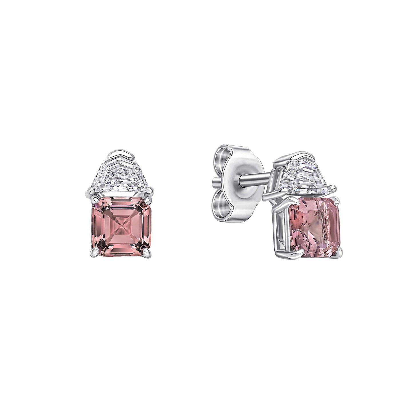 Morganite Pink Zirconia Square Cut Earrings
