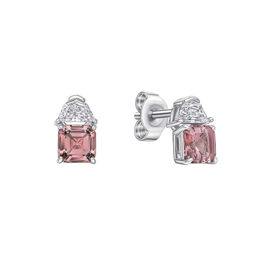 Morganite Pink Zirconia Square Cut Earrings