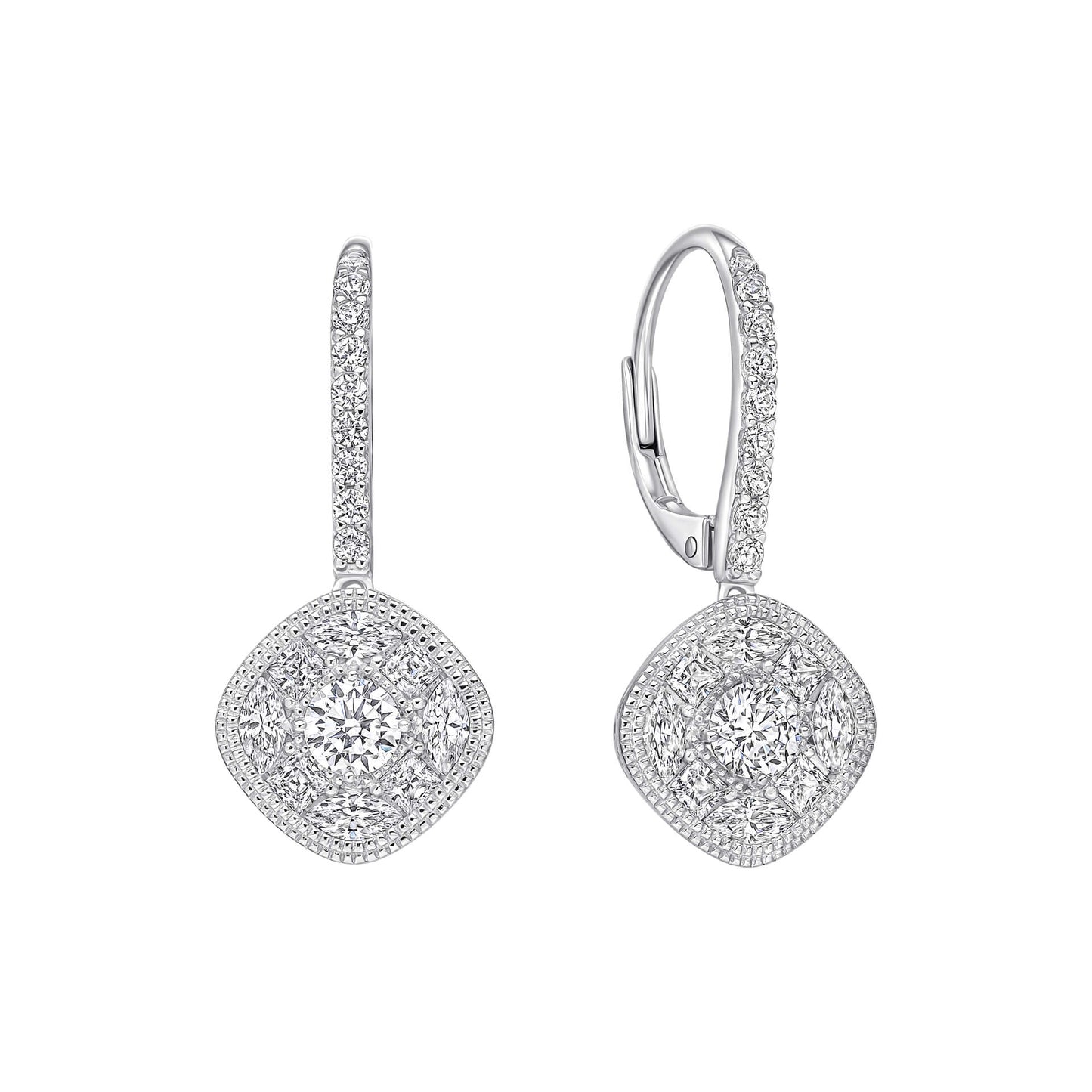 Pave Stippled French Hook Earrings