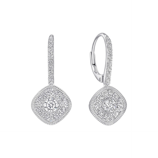 Pave Stippled French Hook Earrings