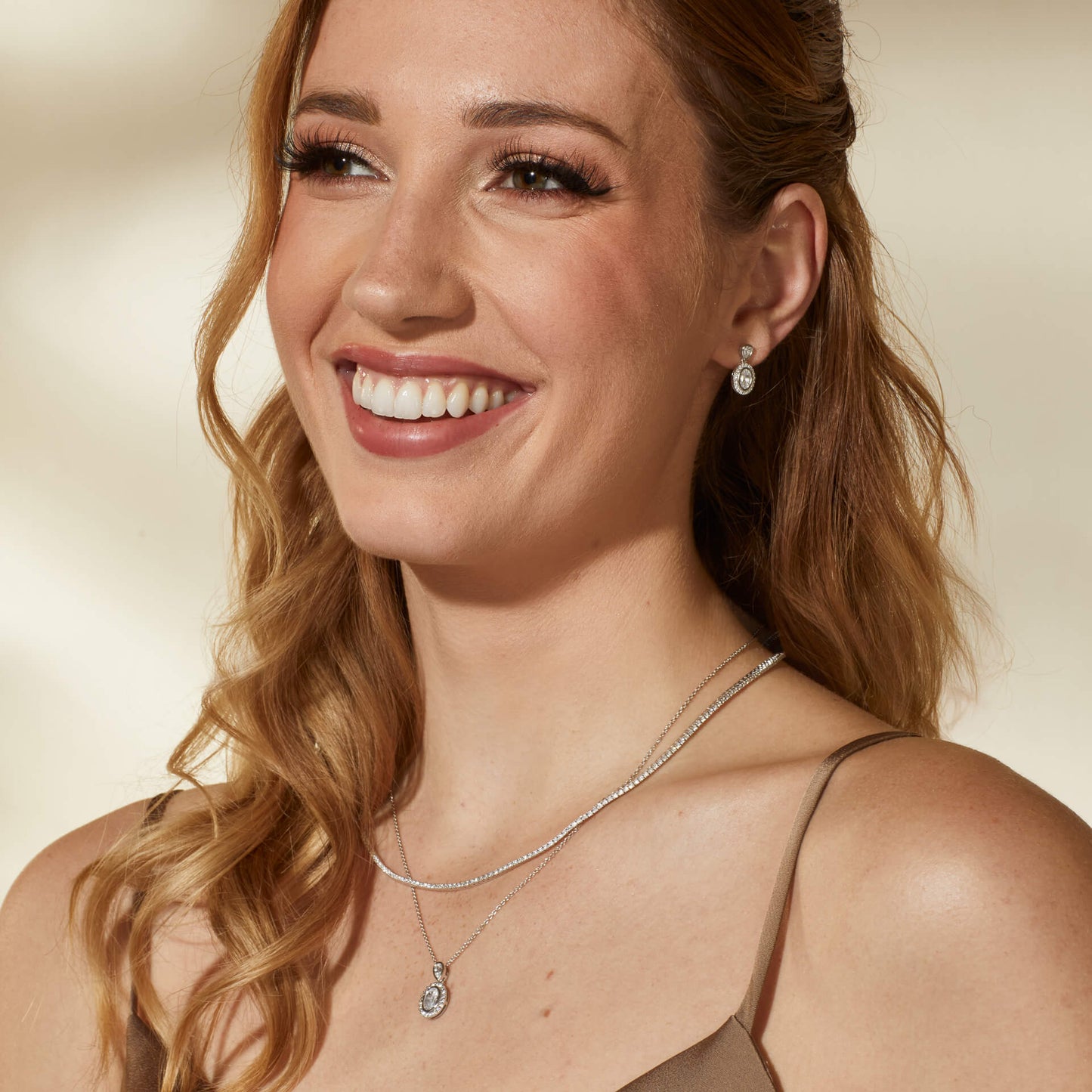 Halo Double Drop Stud Earrings