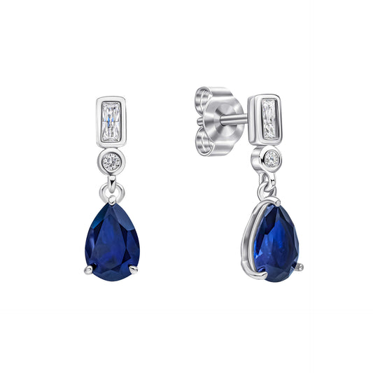 Sapphire Zirconia Bezel and Teardrop Earrings