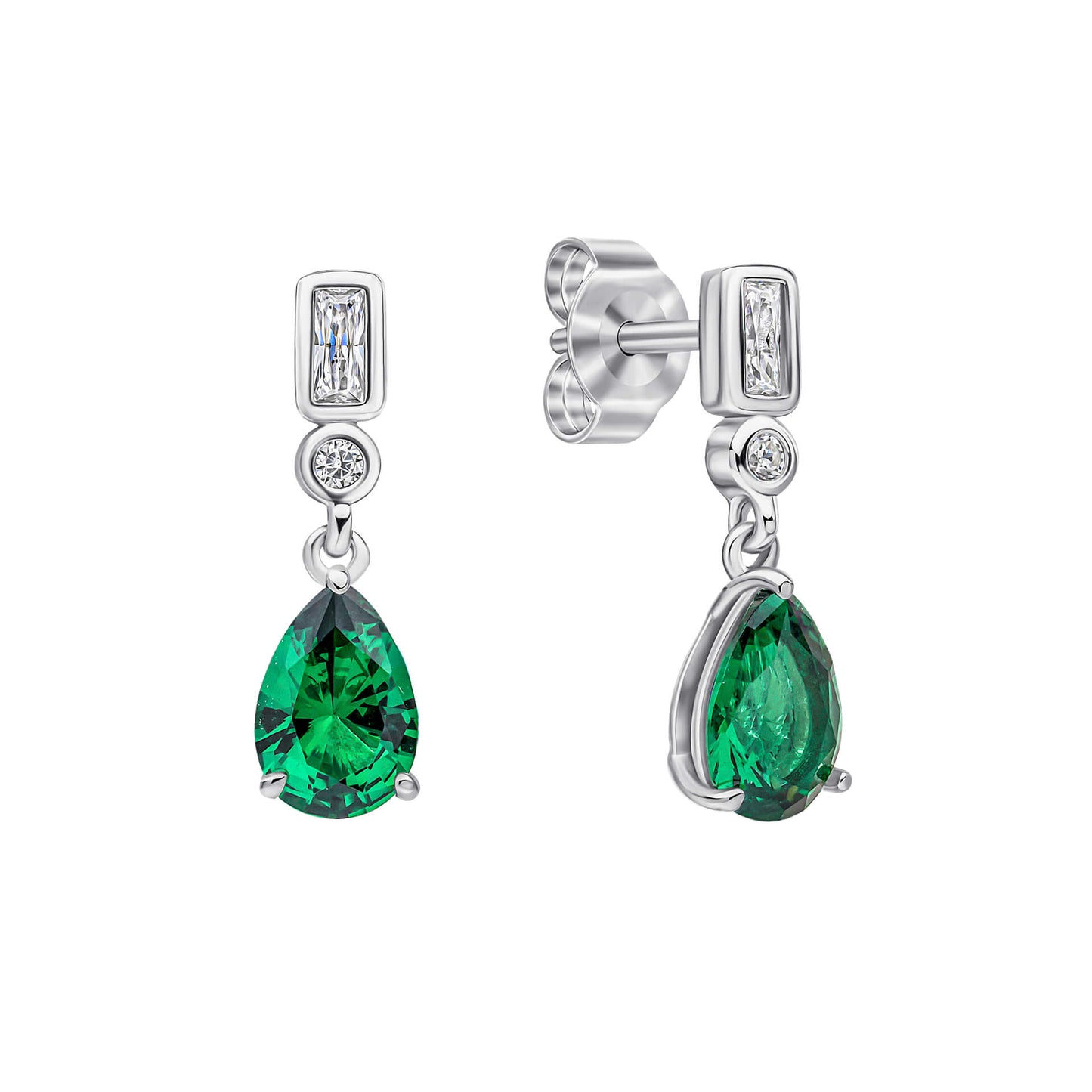 Emerald Zirconia Bezel and Teardrop Earrings