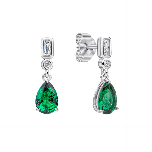 Emerald Zirconia Bezel and Teardrop Earrings