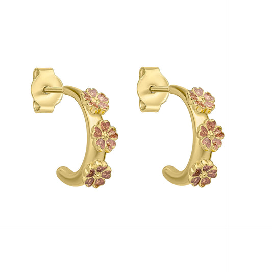 Riverly Ditsy Guilloche Flower Hoop Earrings