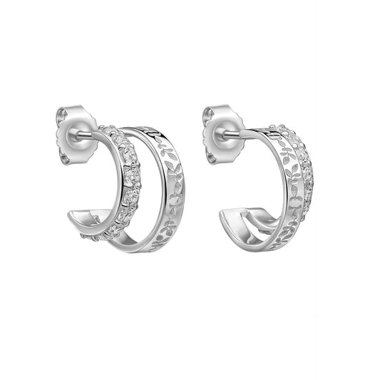 Foscot Damask White Topaz Hoop Earrings