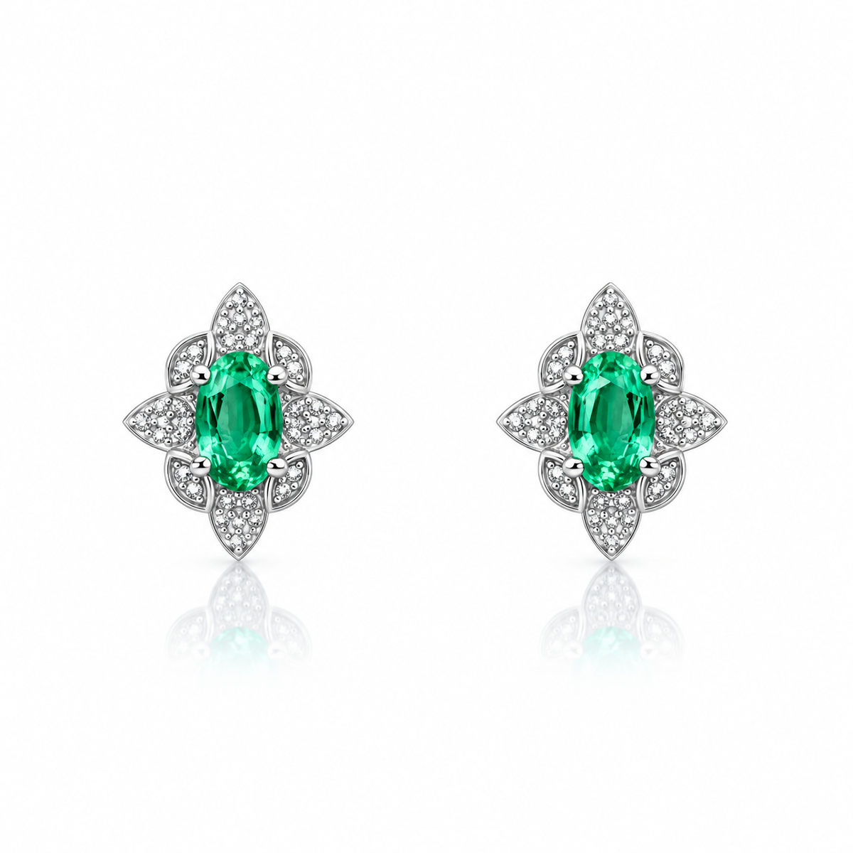 Emerald Art Deco Stud Earrings