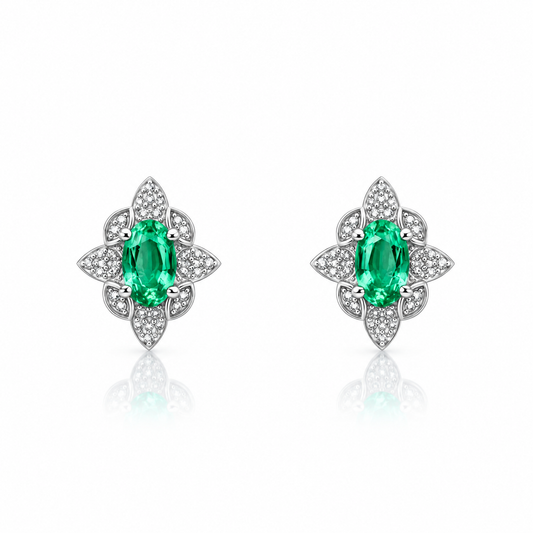 Emerald Art Deco Stud Earrings