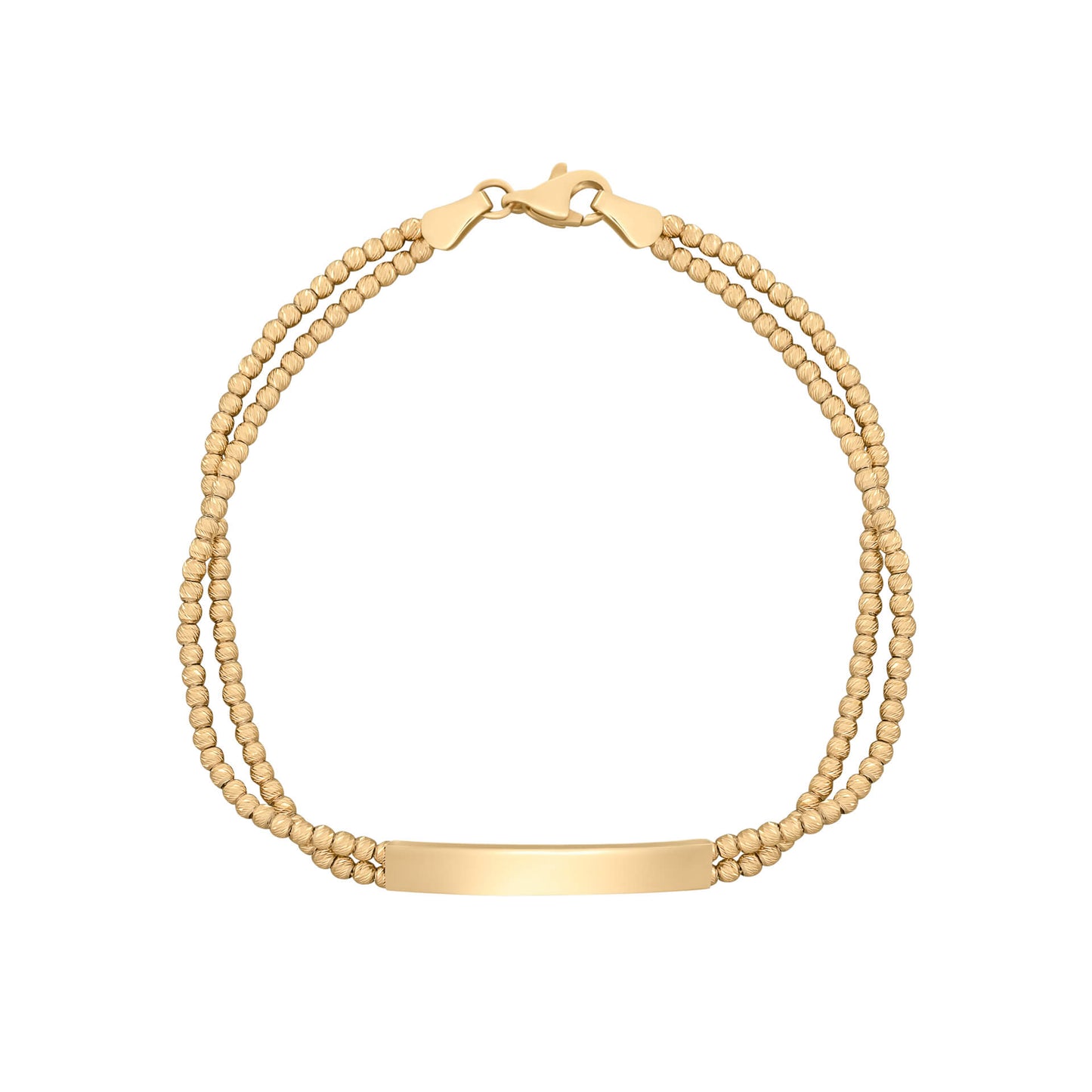 ID Bar Double Bead Chain Bracelet in 9ct Gold
