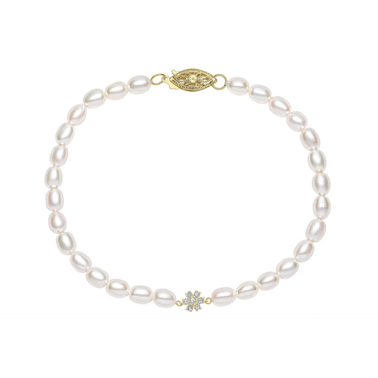 Seed Pearl and Flower Bracelet in 9ct Gold