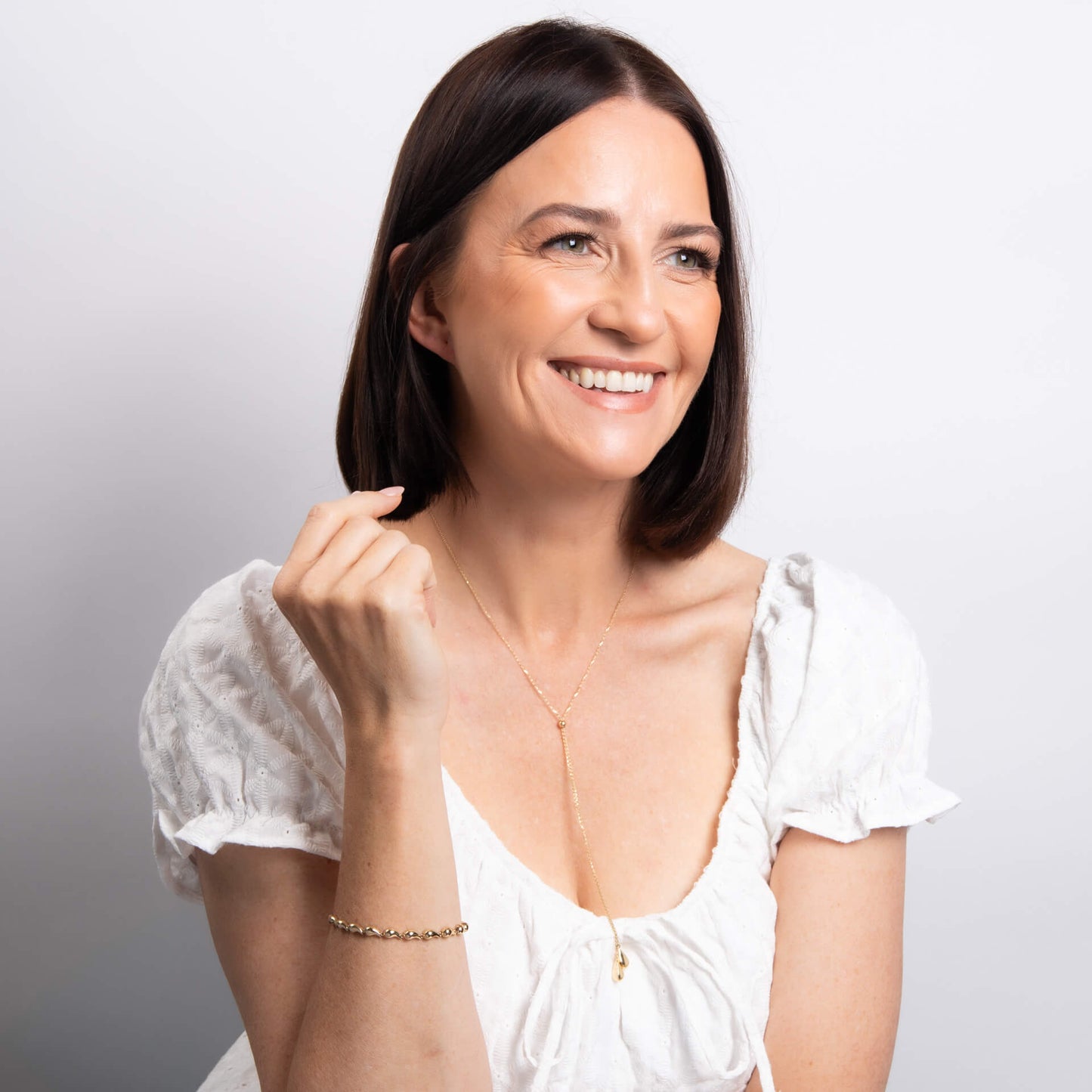 9ct Organic Teardrop Lariat Necklace