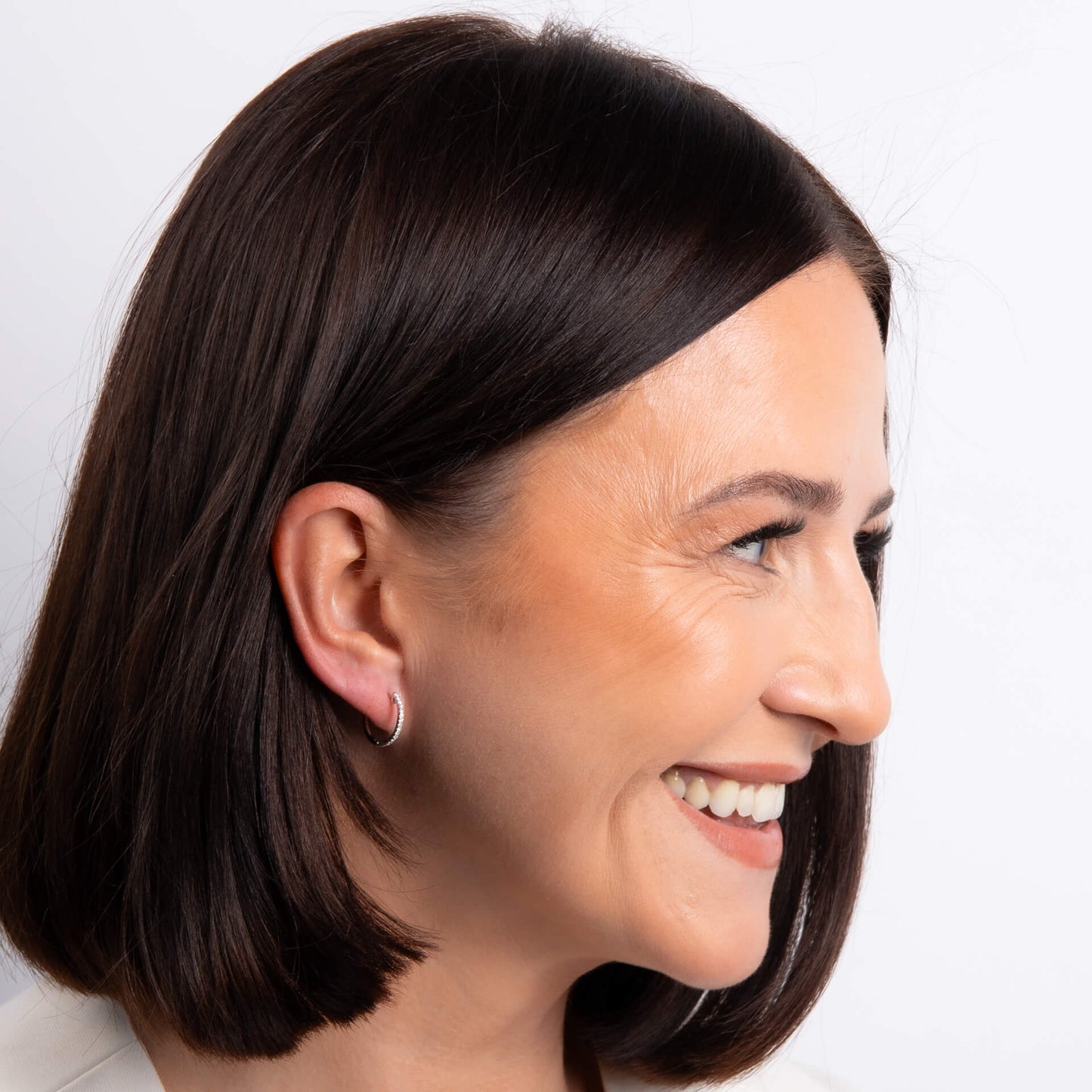 Huggie Hoop Earrings with Pave Diamonds in 9ct Gold