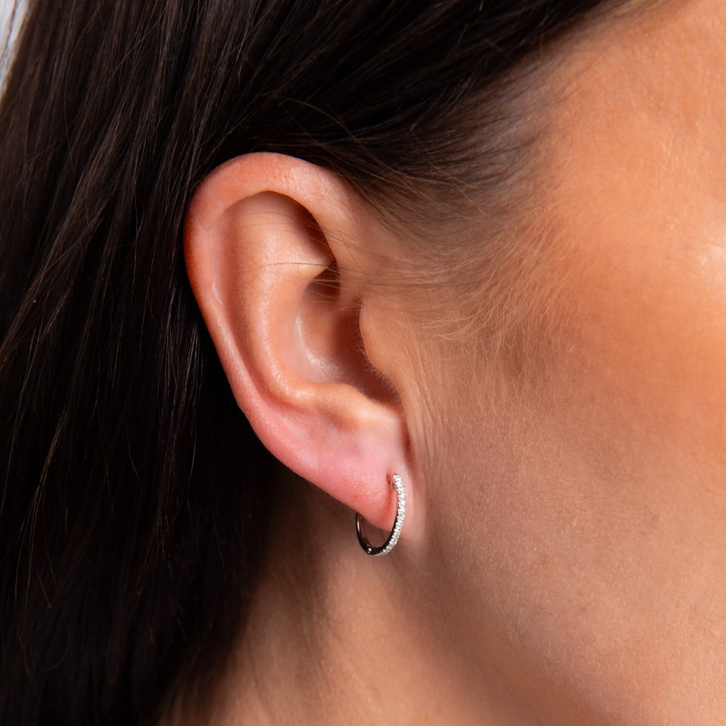 Huggie Hoop Earrings with Pave Diamonds in 9ct Gold