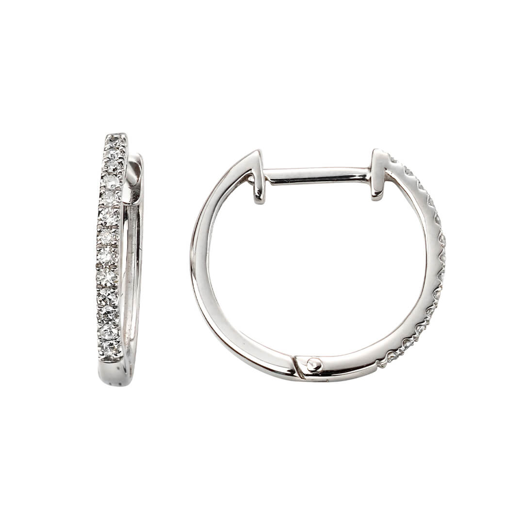 Huggie Hoop Earrings with Pave Diamonds in 9ct Gold