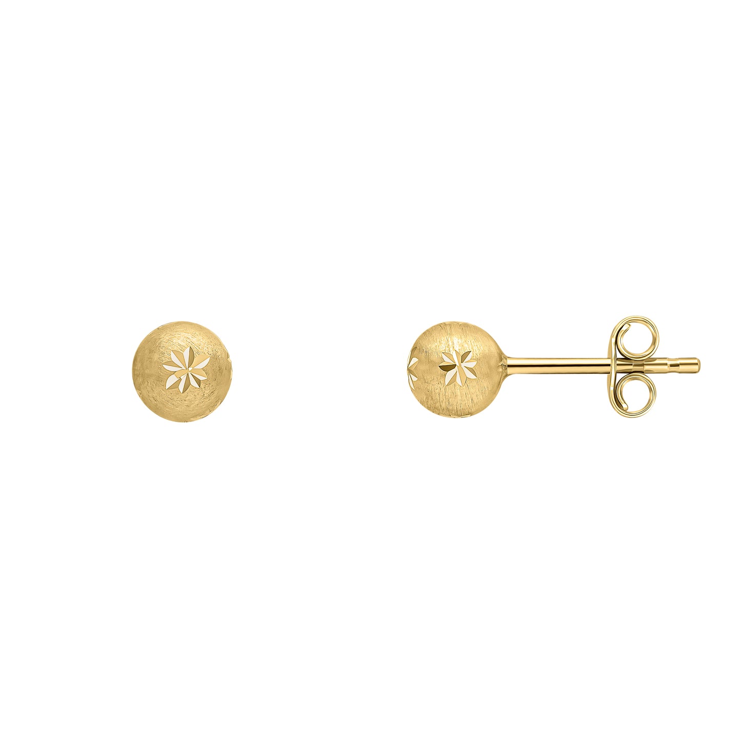 Starburst Detail Ball Stud Earrings in 9ct Gold