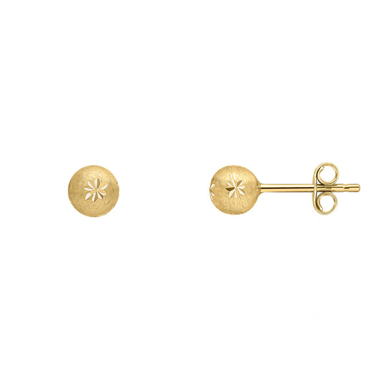 Starburst Detail Ball Stud Earrings in 9ct Gold