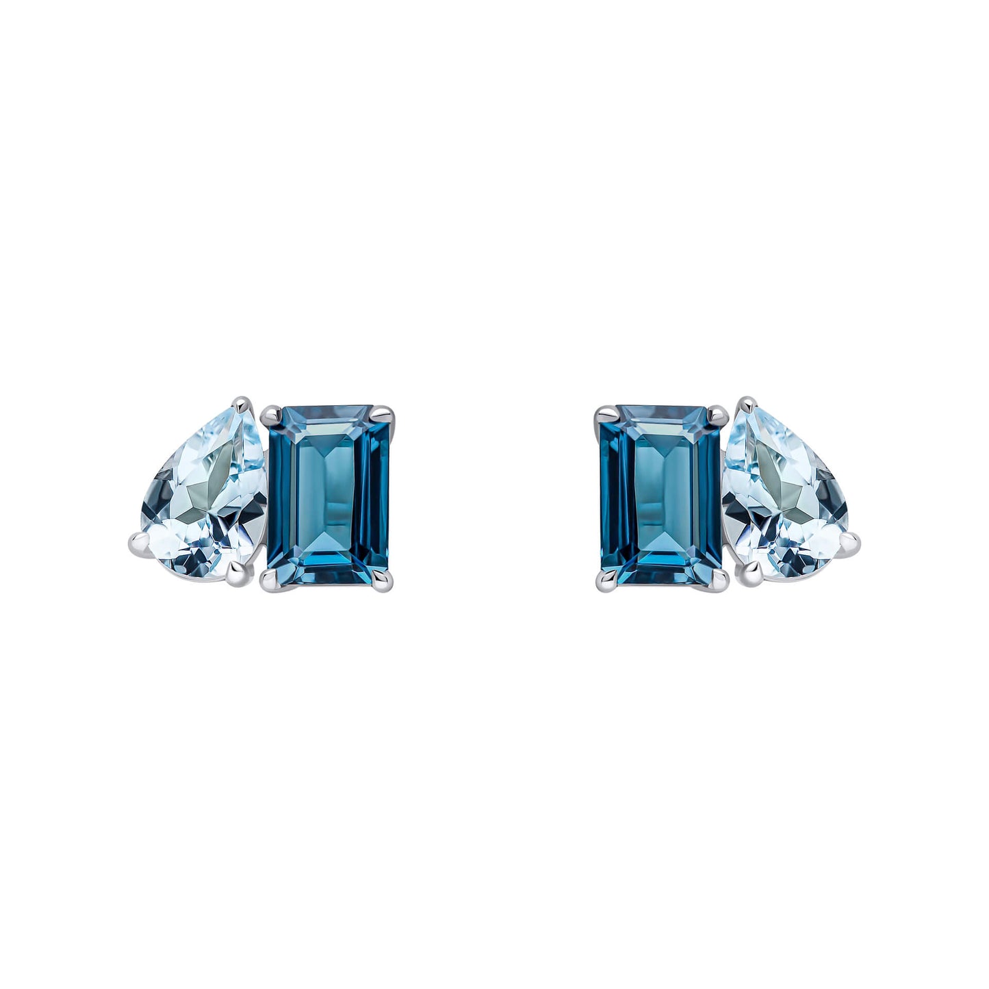 Toi et Moi Blue Topaz Stud Earrings in 9ct Gold