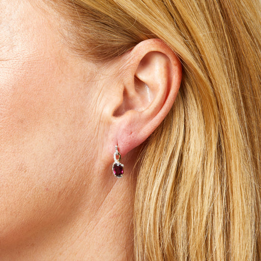 Elegant Twist Garnet Drop Earrings in 9ct Gold