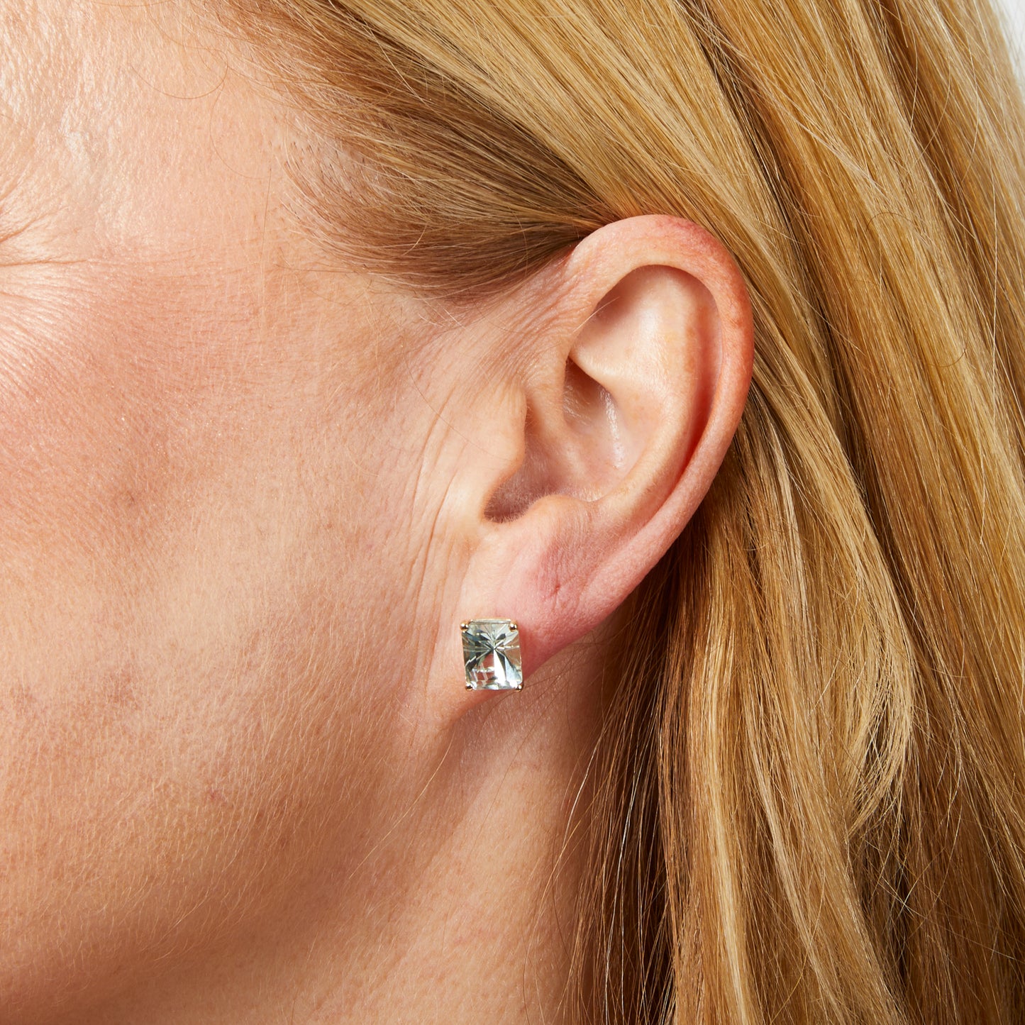 Octagonal Fancy Cut Amethyst Stud Earrings in 9ct Gold