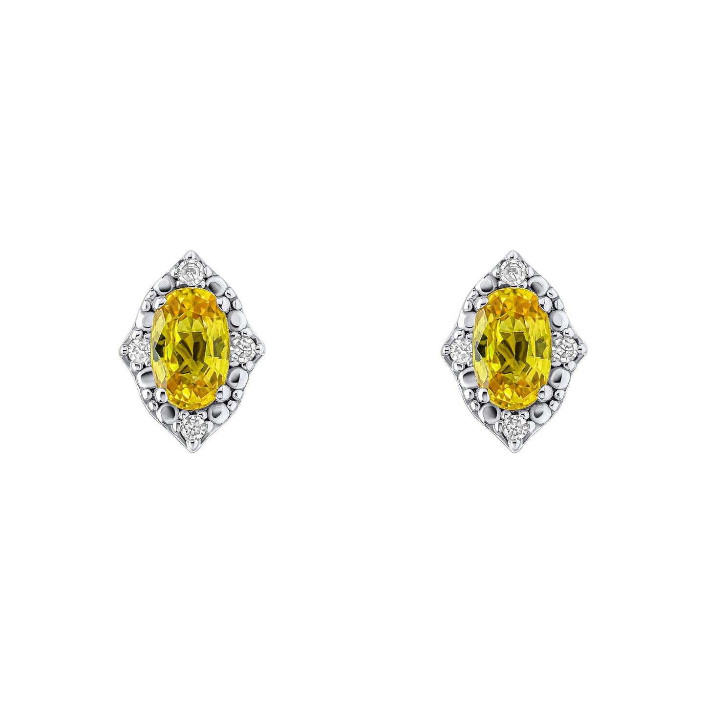Oval Sapphire and Diamond Stud Earrings in 9ct Gold