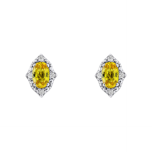 Oval Sapphire and Diamond Stud Earrings in 9ct Gold