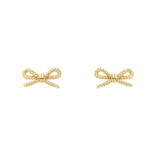 Rope Bow Stud Earrings in 9ct Gold