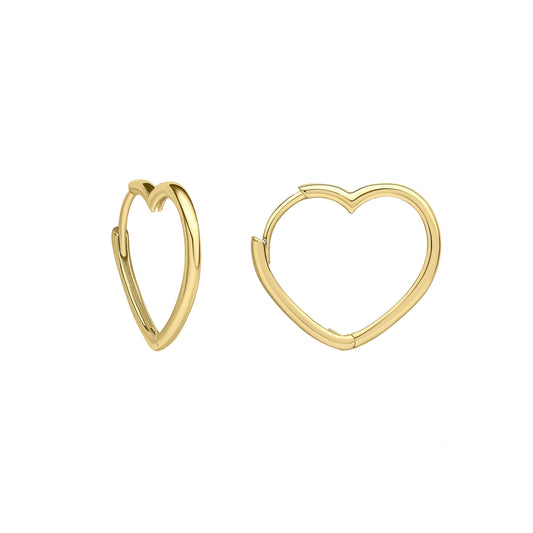 Open Heart Hoop Earrings in 9ct Gold