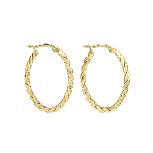 Twisted Rope Hoop Earrings in 9ct Gold