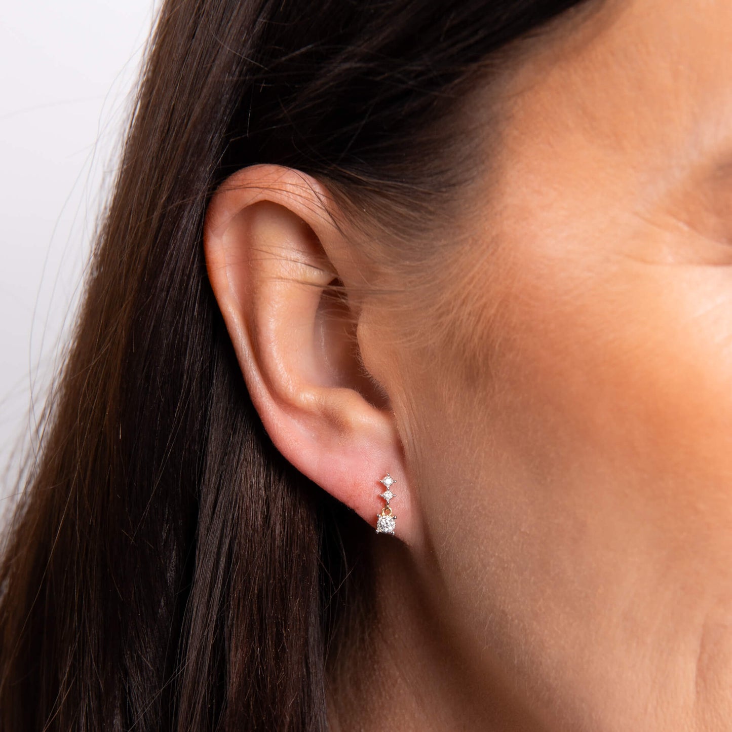 Diamond Trilogy Drop Earrings in 9ct Gold