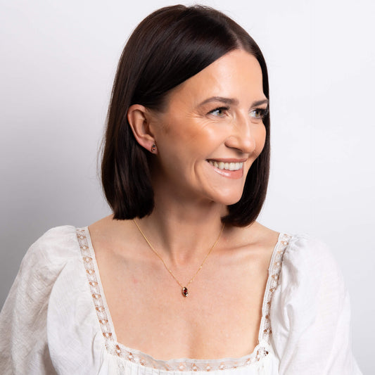 Marquise Garnet Stud Earrings in 9ct Gold