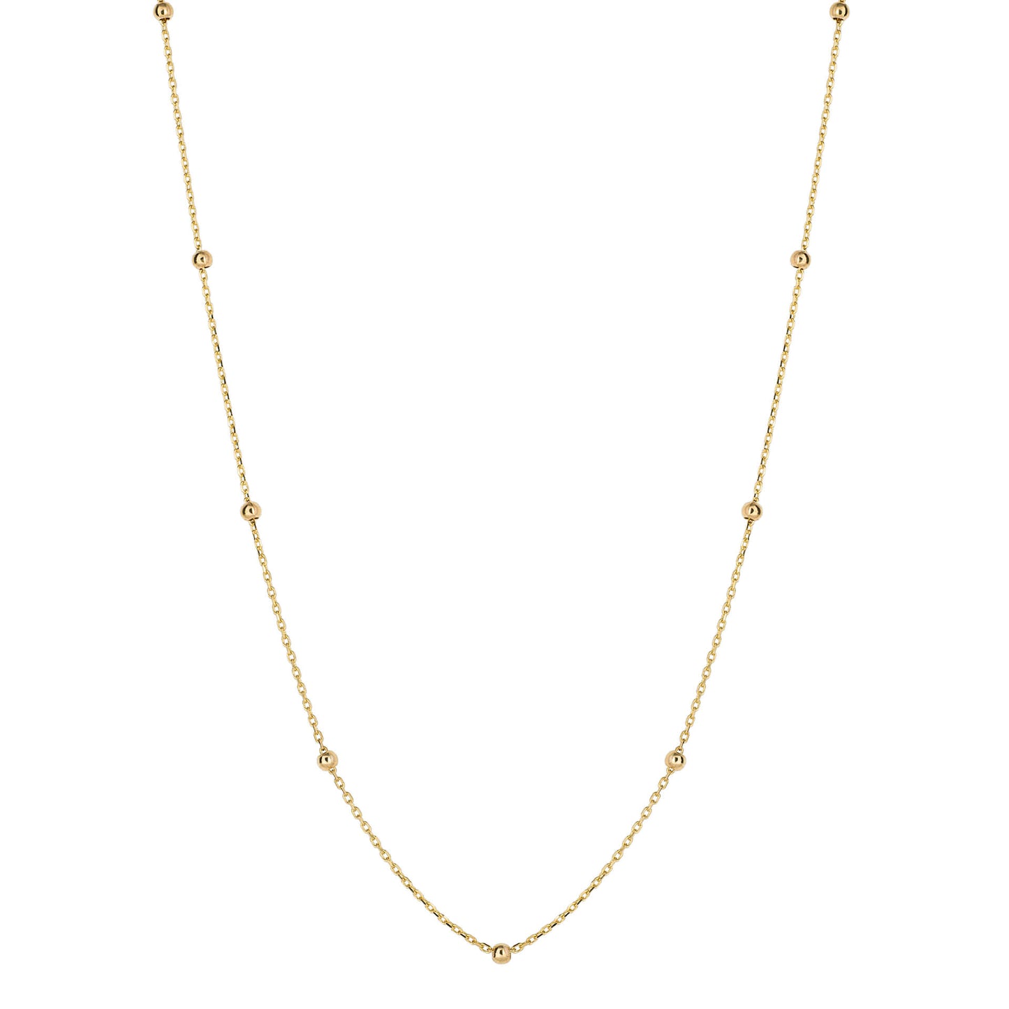 Fine Ball Station Chain Necklace in 9ct Gold