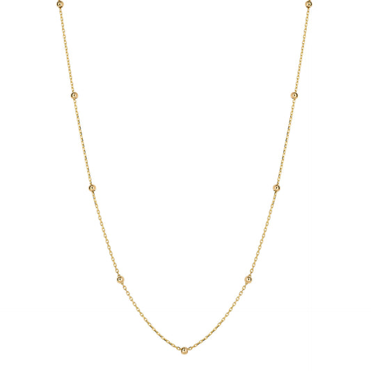Fine Ball Station Chain Necklace in 9ct Gold