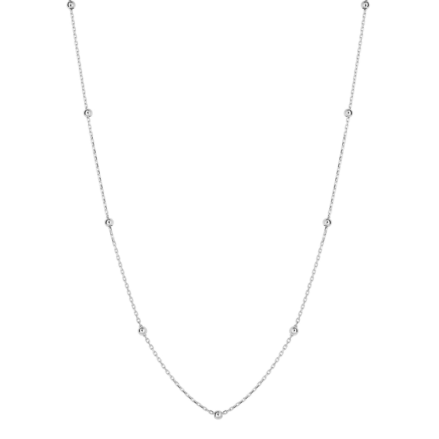 Fine Ball Station Chain Necklace in 9ct Gold