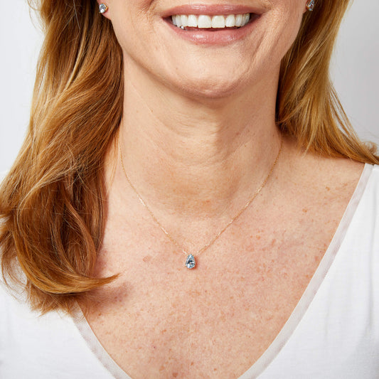 Pear Fancy Cut Topaz Necklace in 9ct Gold