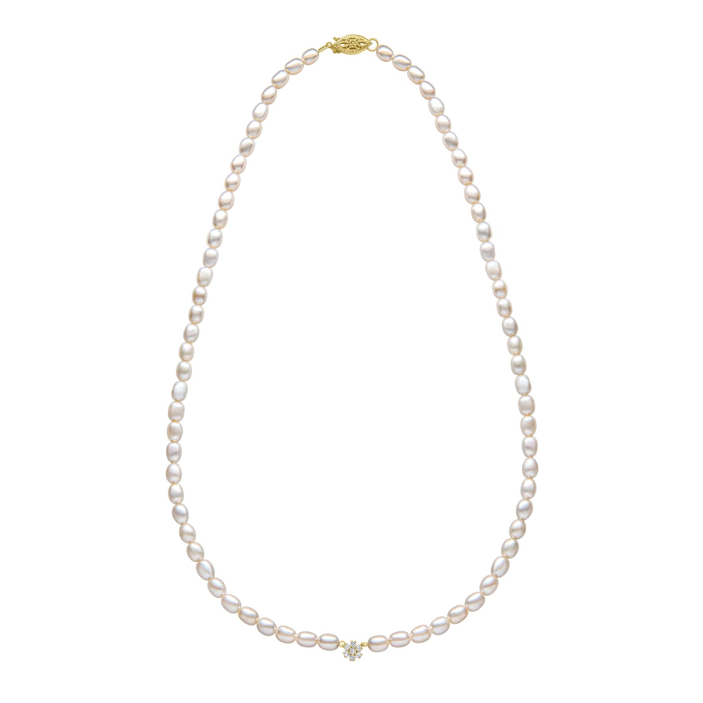 Seed Pearl and Flower Necklace in 9ct Gold