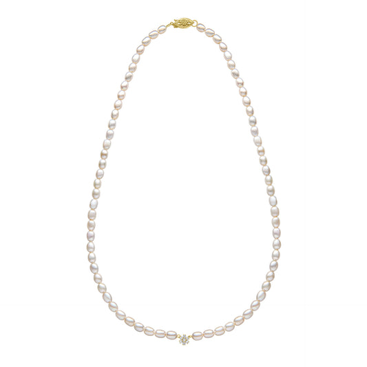 Seed Pearl and Flower Necklace in 9ct Gold