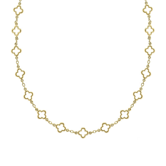 Quatrefoil Station Necklace in 9ct Gold