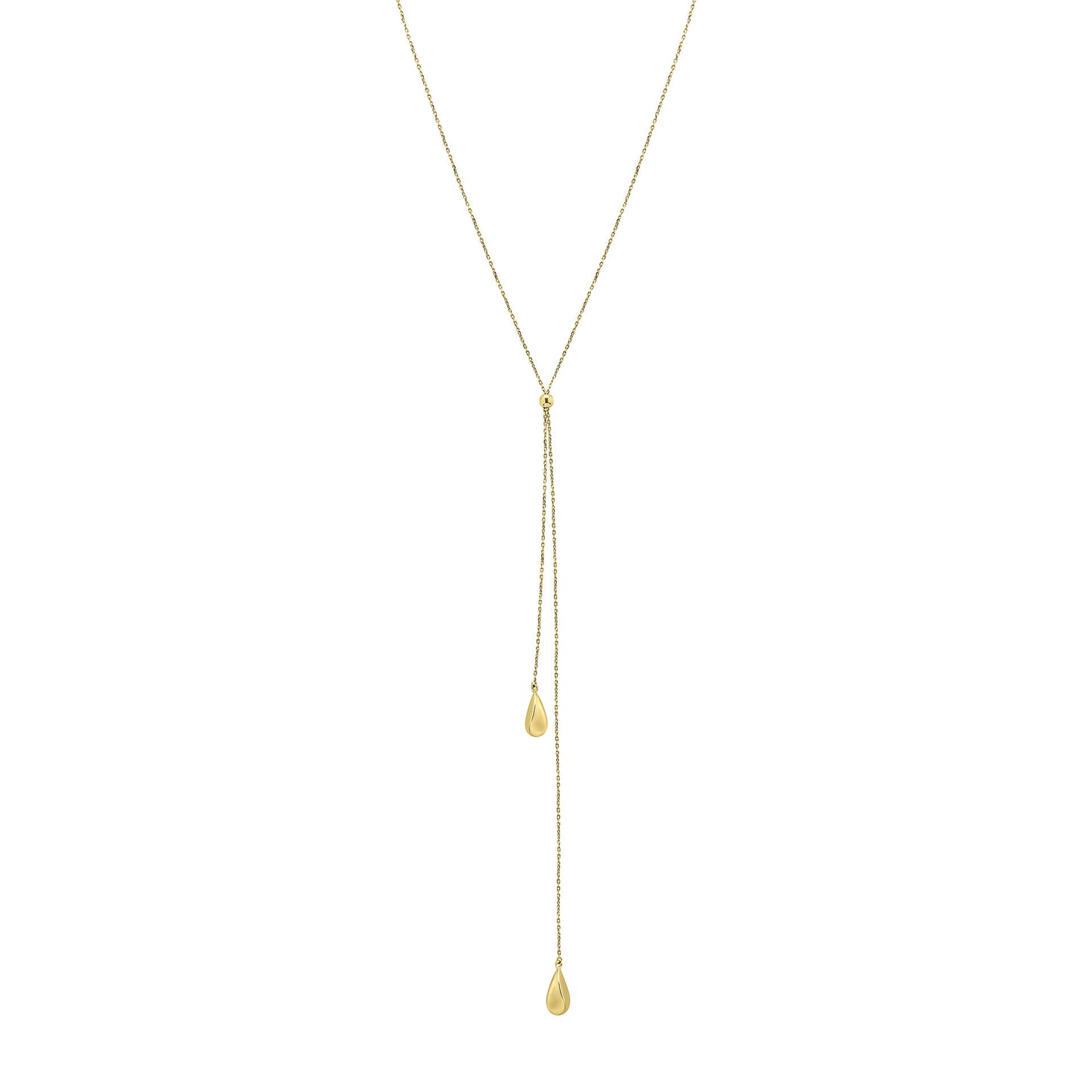 9ct Organic Teardrop Lariat Necklace