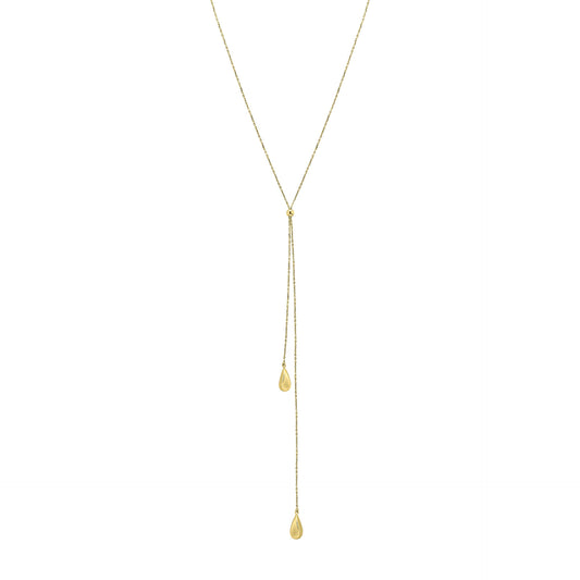 9ct Organic Teardrop Lariat Necklace