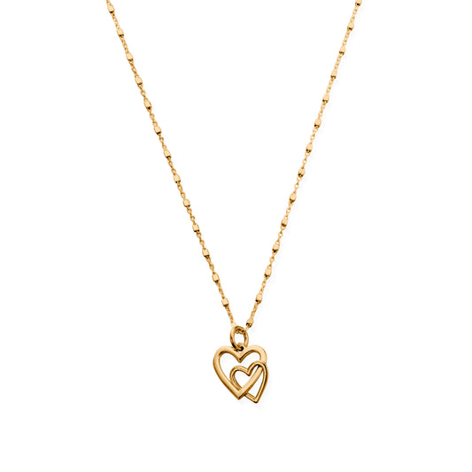 Delicate Cube Chain Interlocking Love Heart Necklace