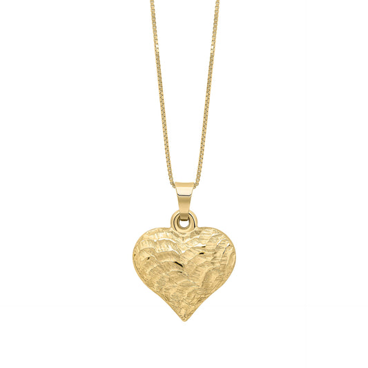 Heart Ripple Texture Pendant in 9ct Gold