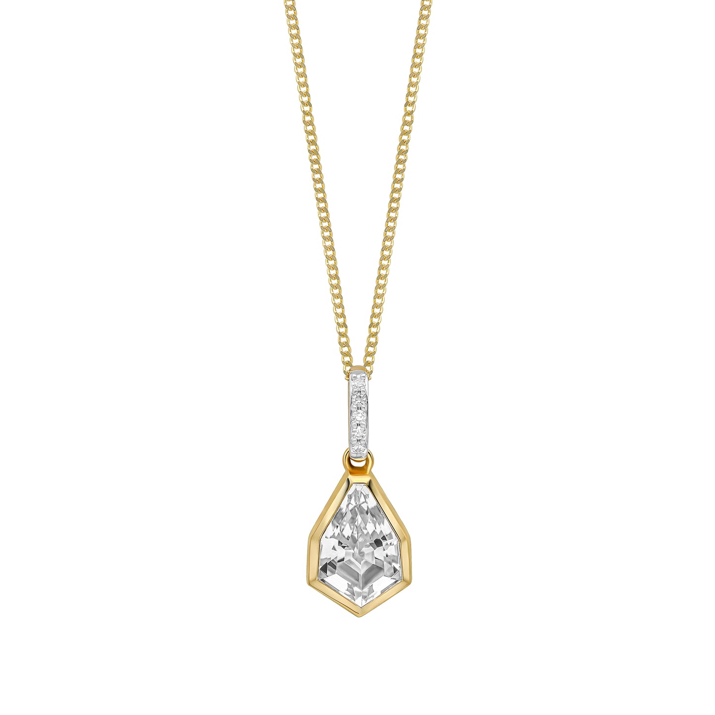 Shield Cut Topaz Pendant in 9ct Gold