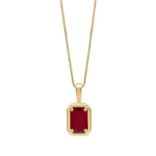 Chunky Border Ruby Pendant in 9ct Gold